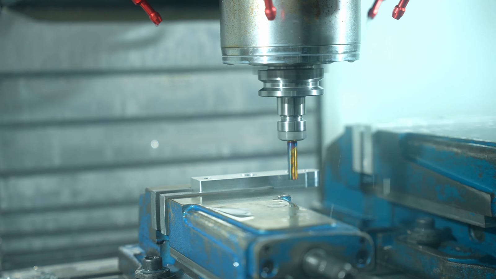 CNC machining spindle in operation